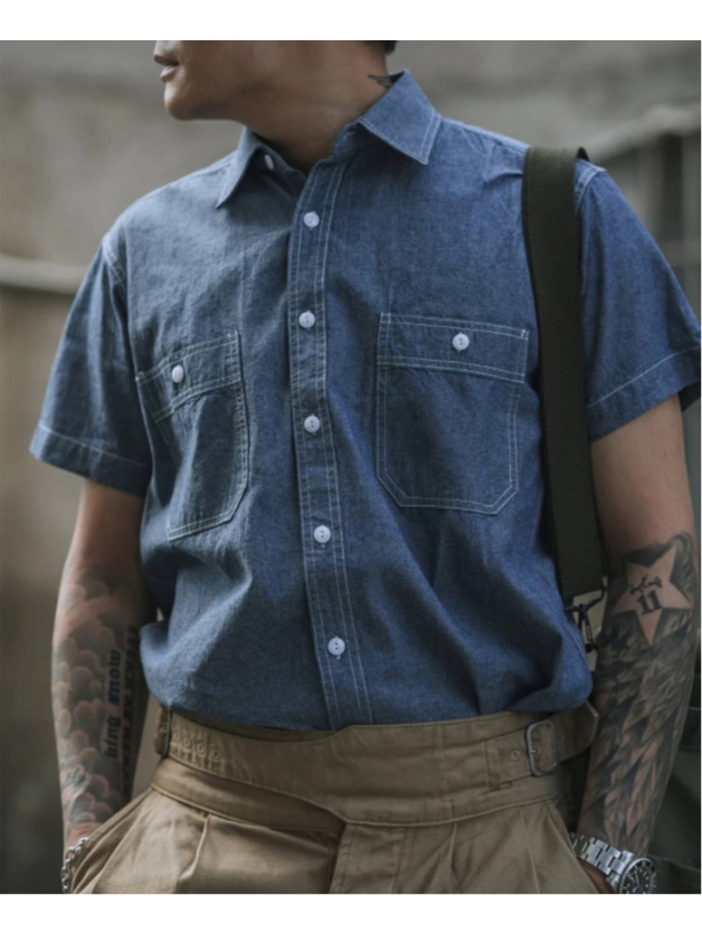 Bronson Non Stock Mfg. Co. Chambray Short Sleeve Work Shirt Quality Cotton XL